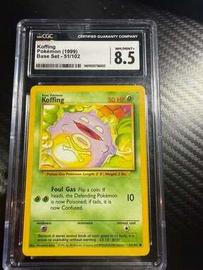 1999 Pokémon Base Set Unlimited Koffing #51/102 - CGC 8.5 NM/Mint+
